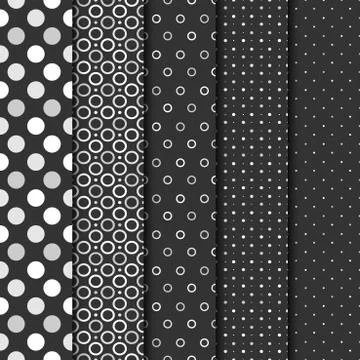 Set of seamless patterns with cirlces and dots. 스톡 일러스트
