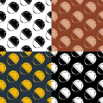 Set of seamless patterns with construction helmet. Protective uniform of worker Illustrazione stock