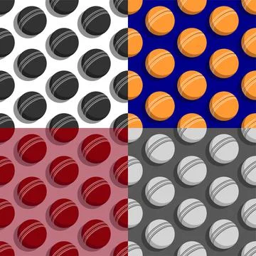 Set of seamless patterns with cricket balls. Team sports, active lifestyle Illustrazione stock