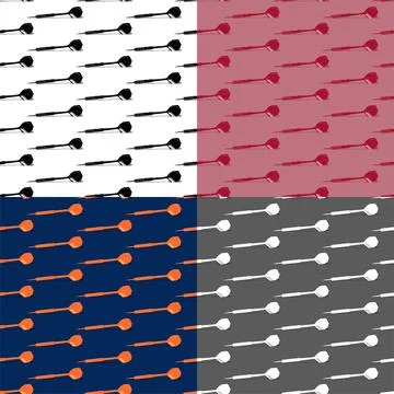 Set of seamless patterns with dart arrows for darts. 4 colors for easy editing Stock Illustration