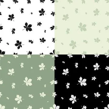 Set of seamless patterns with doodle CHESTNUT tree leaves. Ornament for decor Illustrazione stock