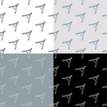 Set of seamless patterns with drawing compass, divider. Ornament for decor Illustrazione stock