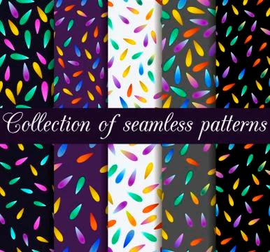 Set of seamless patterns with drops gradient. Fashionable print for t-shirts Stock-Illustration
