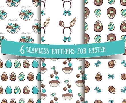 Set Of Seamless Patterns Easter Stock Illustration