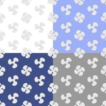 Set of seamless patterns with fan propeller blades. Rotation of three and fou Illustrazione stock