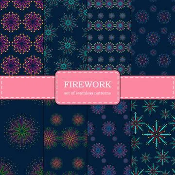 Set of seamless patterns with firework Illustrazione stock
