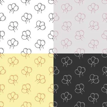 Set of seamless patterns with Garland of balloons to decorate special occasio Stock Illustration