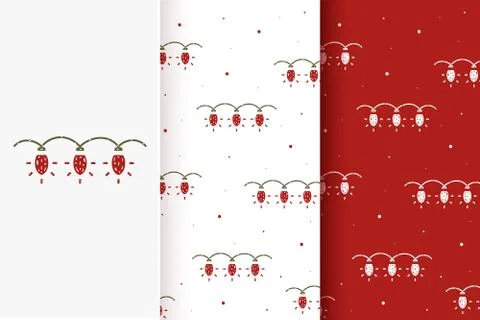 Set of seamless patterns of garlands in flat style. Collection of cards with  Stock Illustration