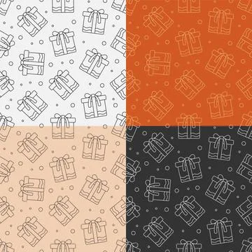 Set of seamless patterns with Gift holiday box. Gifts and surprises for new y Stockillustratie
