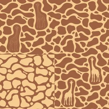Set of seamless patterns with a giraffe and texture of the stains on the skin. Stock Illustration