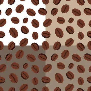 Set of seamless patterns with Grain of coffee bean plant. Ornament for decora Illustrazione stock