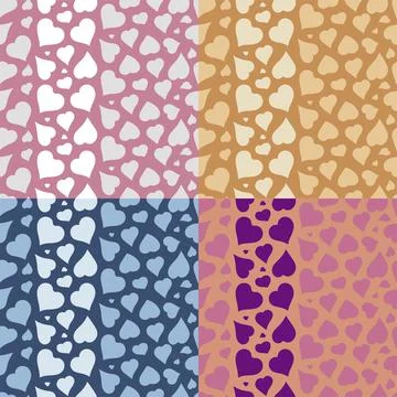 Set of seamless patterns with hearts. Valentines day love simbol, heart pierc Stock Illustration