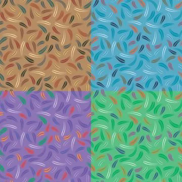 Set of seamless patterns iwith feathers Illustration