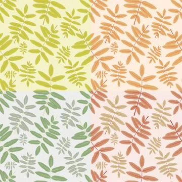 Set of seamless patterns with leave Stock Illustration