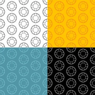 Set of seamless patterns with Life ring icon. Equipment for rescue of drown Illustrazione stock