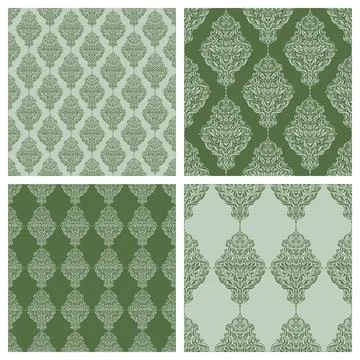 Set of seamless patterns with luxurious floral ornaments.  Stock Illustration