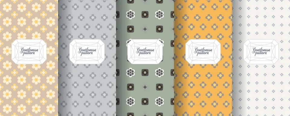 Set of seamless patterns for men s clothing, ties, tuxedos, t-shirts. Stock Illustration