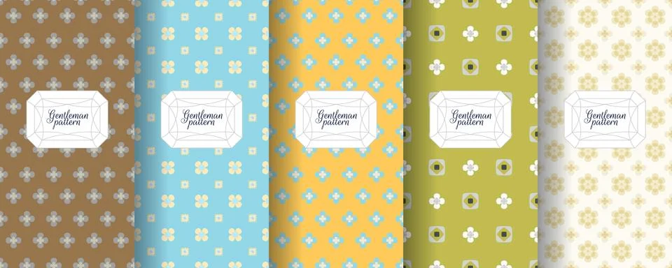 Set of seamless patterns for men s clothing, ties, tuxedos, t-shirts. Stock Illustration