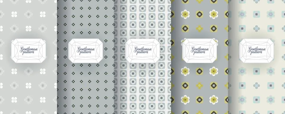 Set of seamless patterns for men s clothing, ties, tuxedos, t-shirts. Stock Illustration