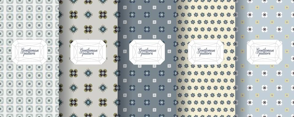 Set of seamless patterns for men s clothing, ties, tuxedos, t-shirts. Stock Illustration