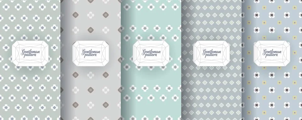 Set of seamless patterns for men s clothing, ties, tuxedos, t-shirts. Stock Illustration