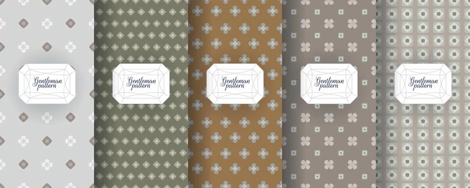 Set of seamless patterns for men s clothing, ties, tuxedos, t-shirts. Stock Illustration