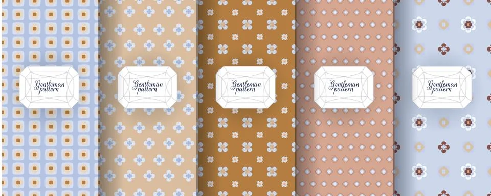 Set of seamless patterns for men s clothing, ties, tuxedos, t-shirts. Stock Illustration