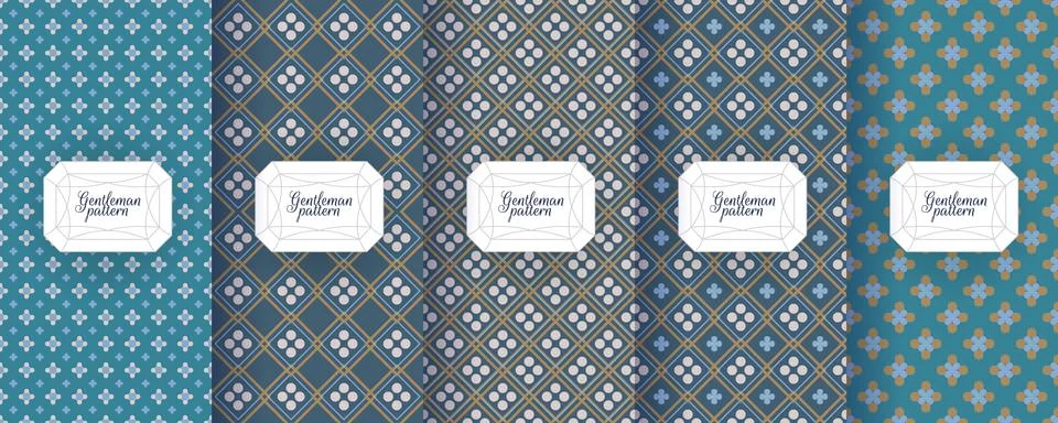 Set of seamless patterns for men s clothing, ties, tuxedos Stock Illustration