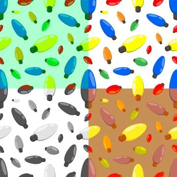 Set of seamless patterns with multi colored Christmas lights for garlands. Or Stock Illustration