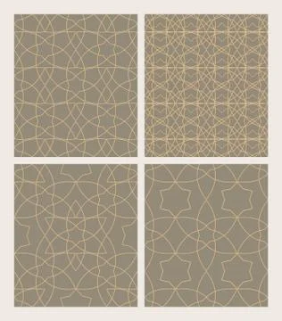 Set seamless patterns of Muslim tracery. Stock Illustration