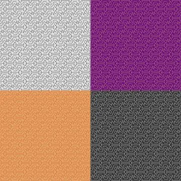 Set of seamless patterns with net of triangular labyrinths. Ornament for deco Stock Illustration