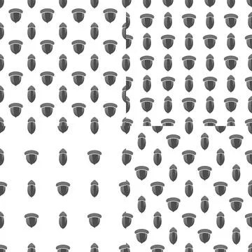 Set of seamless patterns with oak acorns. Stock Illustration