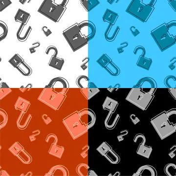 Set of seamless patterns with open and closed locks Stock Illustration