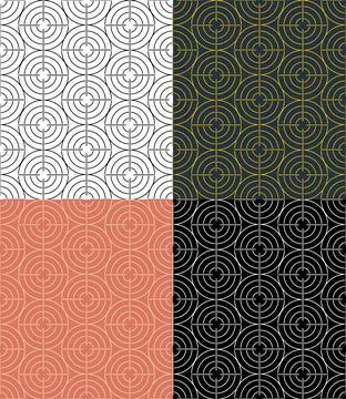 Set of seamless patterns with optical sights, target and aim in crosshair Illustrazione stock