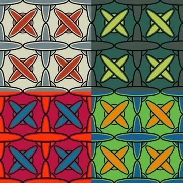 Set of seamless patterns of ovals Illustrazione stock