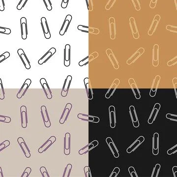Set of seamless patterns with Paper clip for binding documents. Ornament for  Illustrazione stock