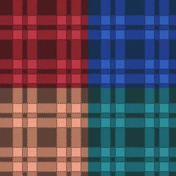 Set of seamless patterns with plaid. Stock Illustration