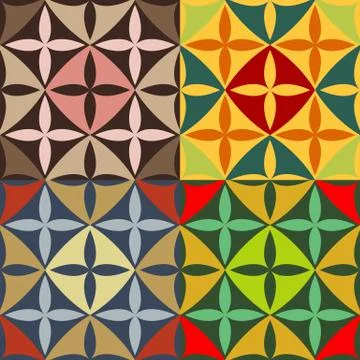 Set of seamless patterns with pointed ovals Illustrazione stock