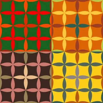 Set of seamless patterns with pointed ovals Illustrazione stock