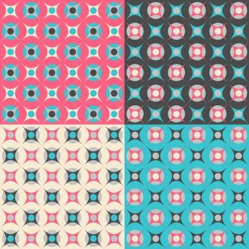 Set of seamless patterns in retro colors Stock Illustration