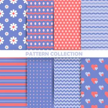 Set of seamless patterns in retro style 库存插图