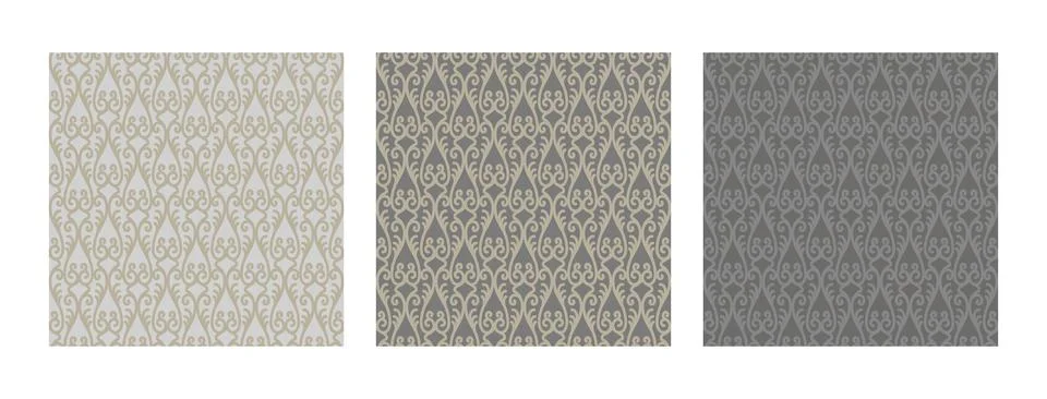 Set of seamless patterns in retro style gray Stock Illustration