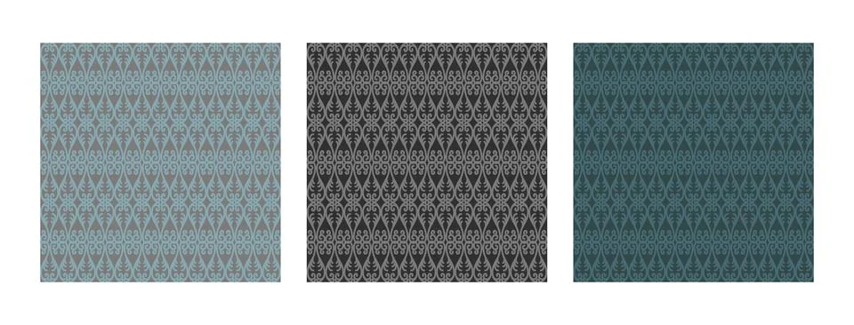 Set of seamless patterns in retro style dark green Stock Illustration