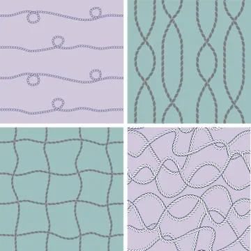Set of seamless patterns with ropes. Vector illustration. Ilustración de archivo