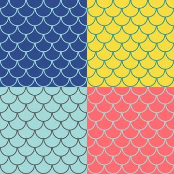 Set of seamless patterns with round tiles Stock Illustration