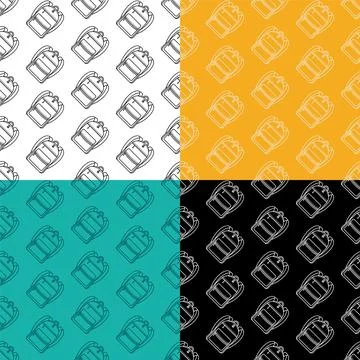 Set of seamless patterns with school backpack icon. September 1 Illustrazione stock