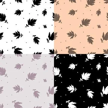 Set of seamless patterns with silhouettes of grass leaves. Ornament for decor Ilustración de archivo