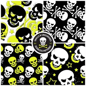 Set of seamless patterns with skulls Stock Illustration