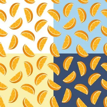 Set of seamless patterns with slices of orange. Slices of orange. Ornament fo Illustrazione stock