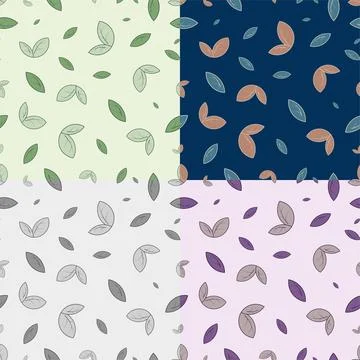 Set of seamless patterns with small tea leaves. Ornament for decoration Illustrazione stock